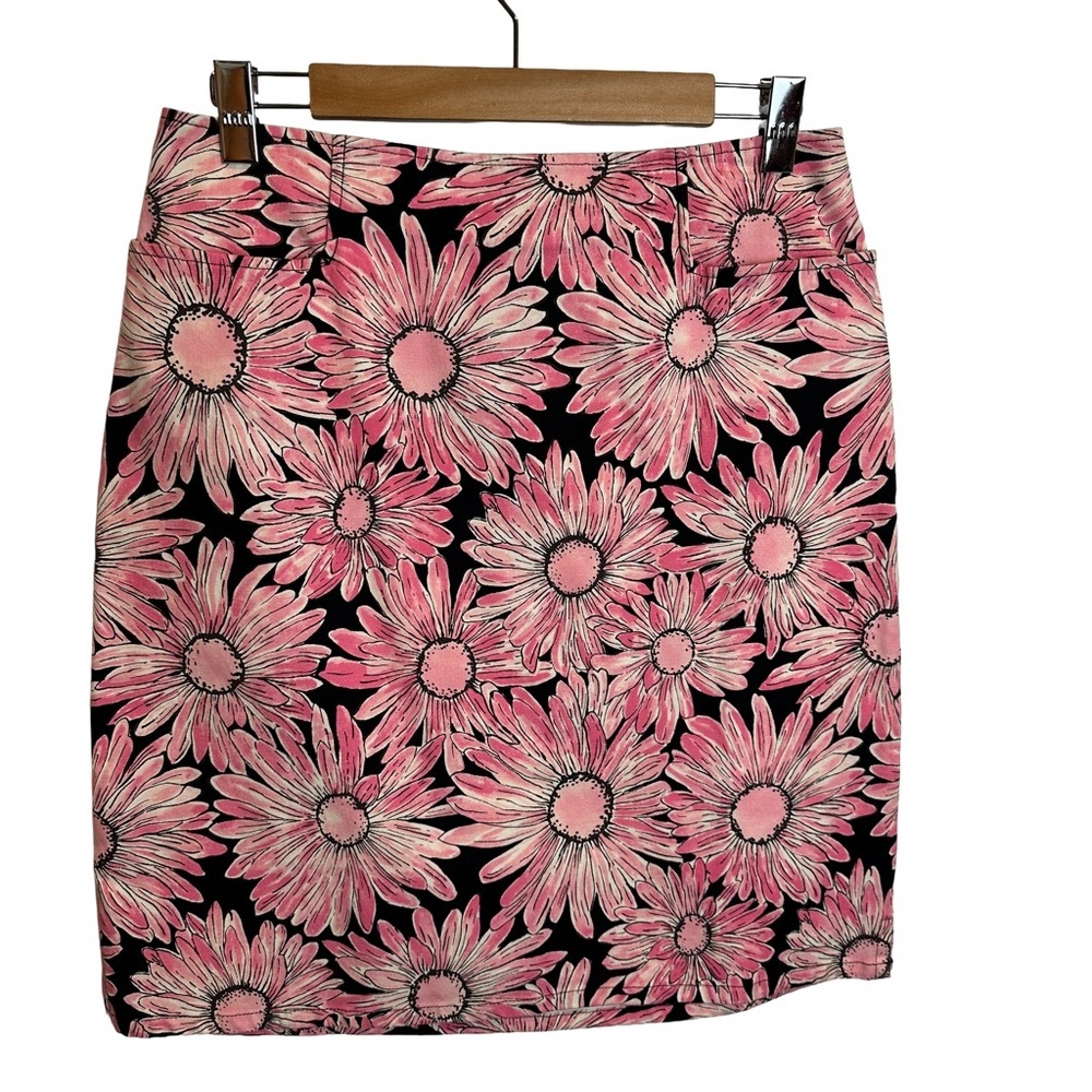 Talbots Stretch Pink and Black Floral‎ Skirt 10